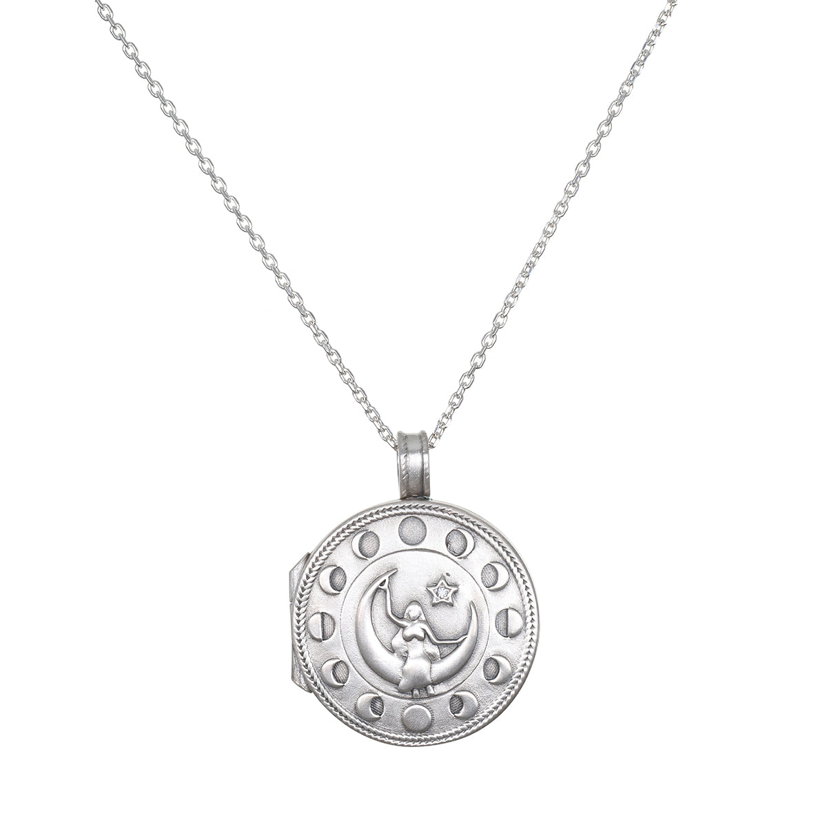 Mother Moon Silver Locket Necklace | Satya Jewelry