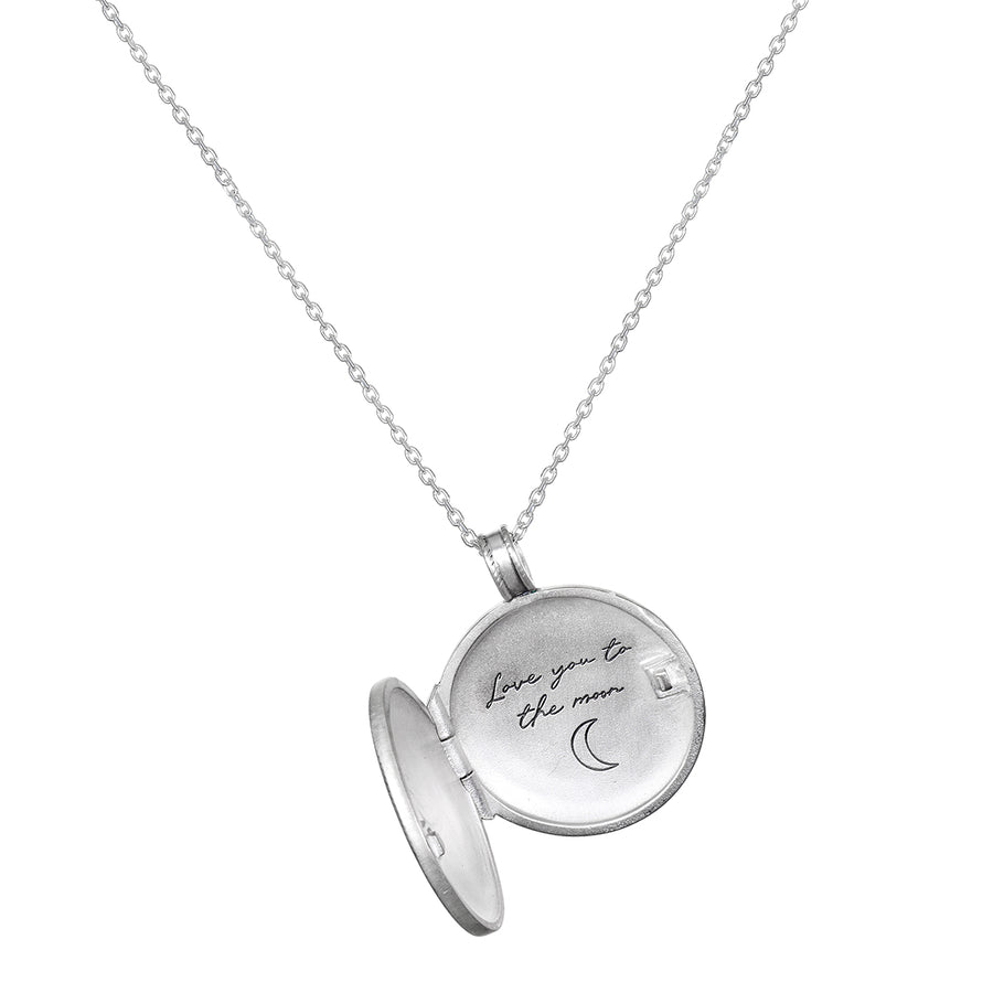 Mother Moon Silver Locket Necklace