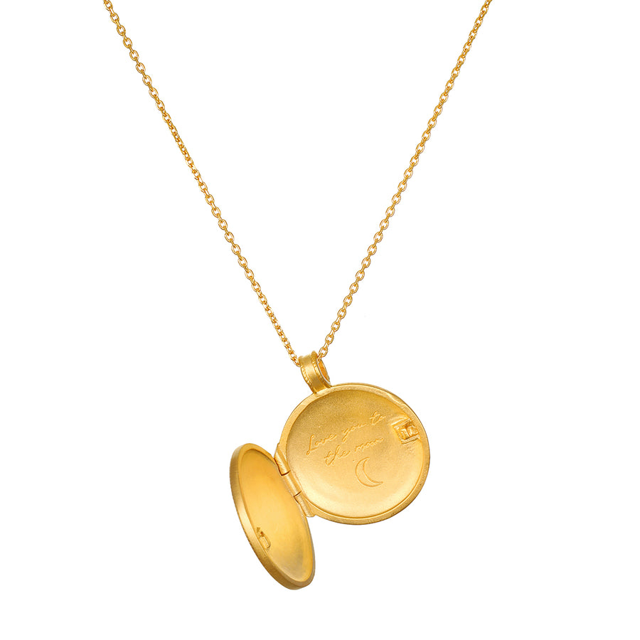 Mother Moon Gold Locket Necklace