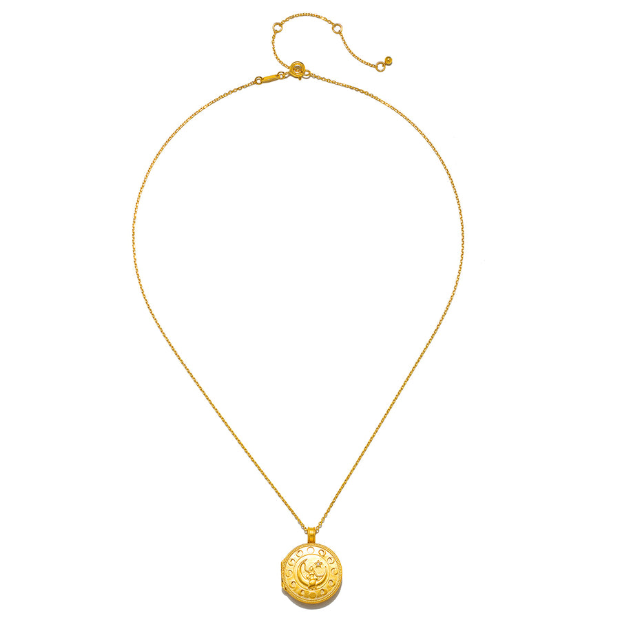 Mother Moon Gold Locket Necklace