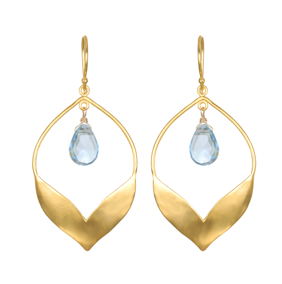 Transformed by Compassion Lotus Blue Topaz Earrings