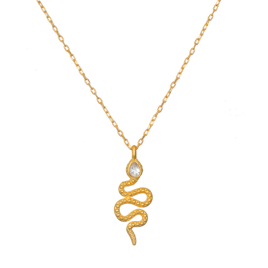 Enduring Individuality White Topaz Snake Necklace
