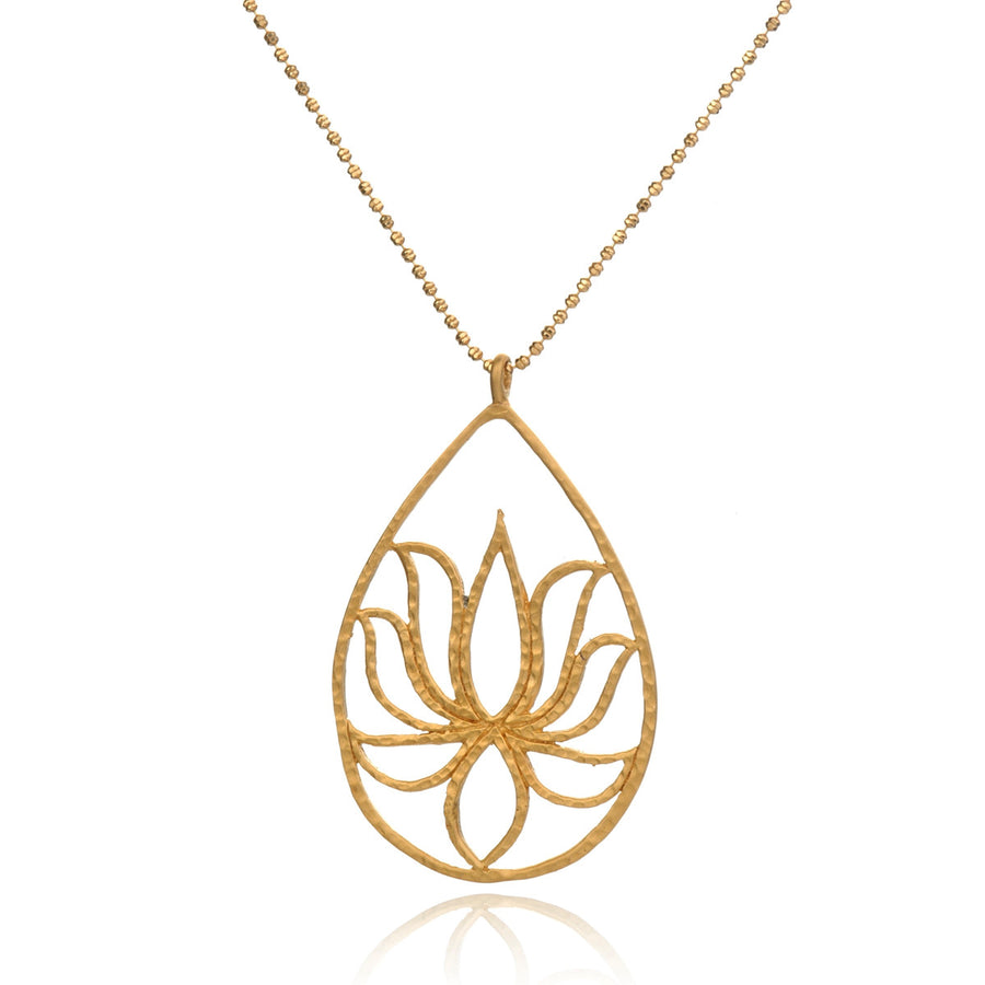 Gold Lotus Necklace - Teardrop Lotus - Satya Online