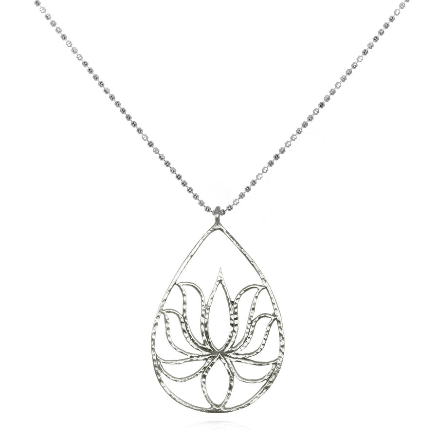 Silver Lotus Necklace - Teardrop Lotus - Satya Online