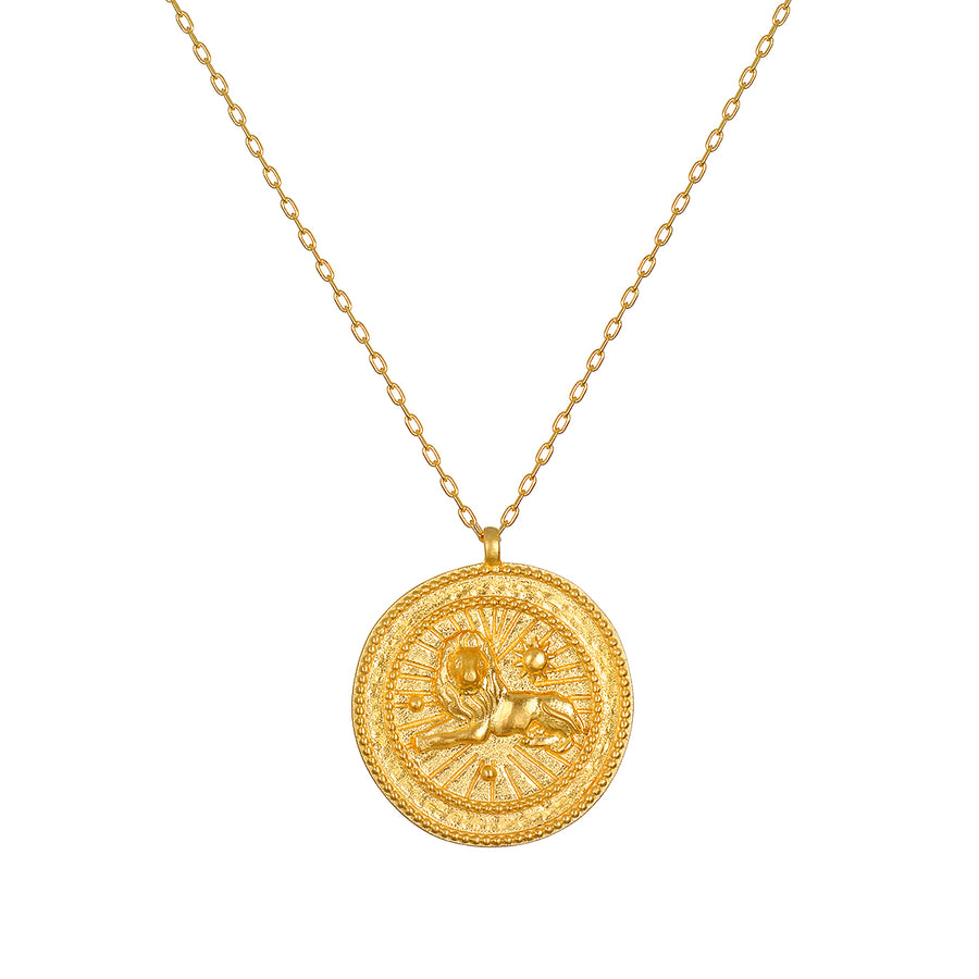 Leo Gold Zodiac Coin Necklace