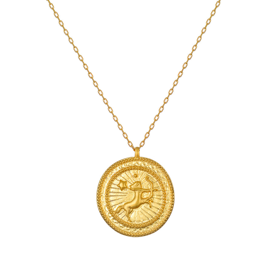 Sagittarius Gold Zodiac Coin Necklace