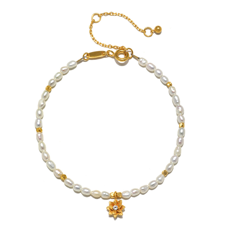 Pearl Lotus June Birthstone Bracelet
