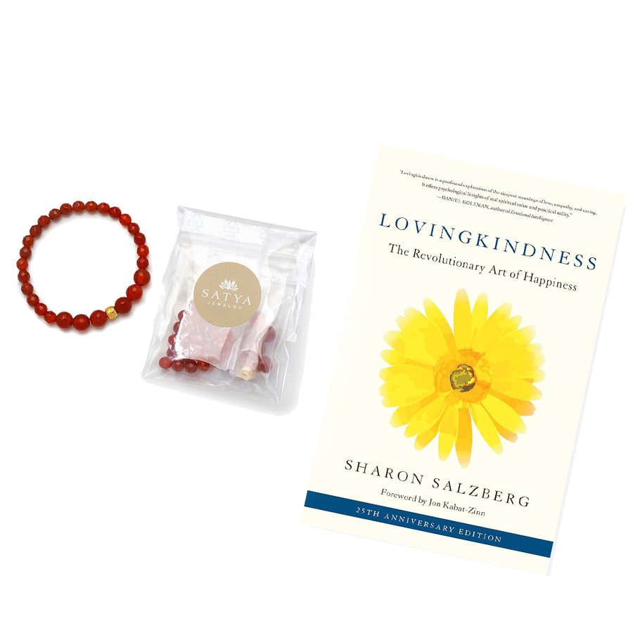 Lotus Carnelian Bracelet Kit  Fearlessness Bracelet + Lovingkindness Book
