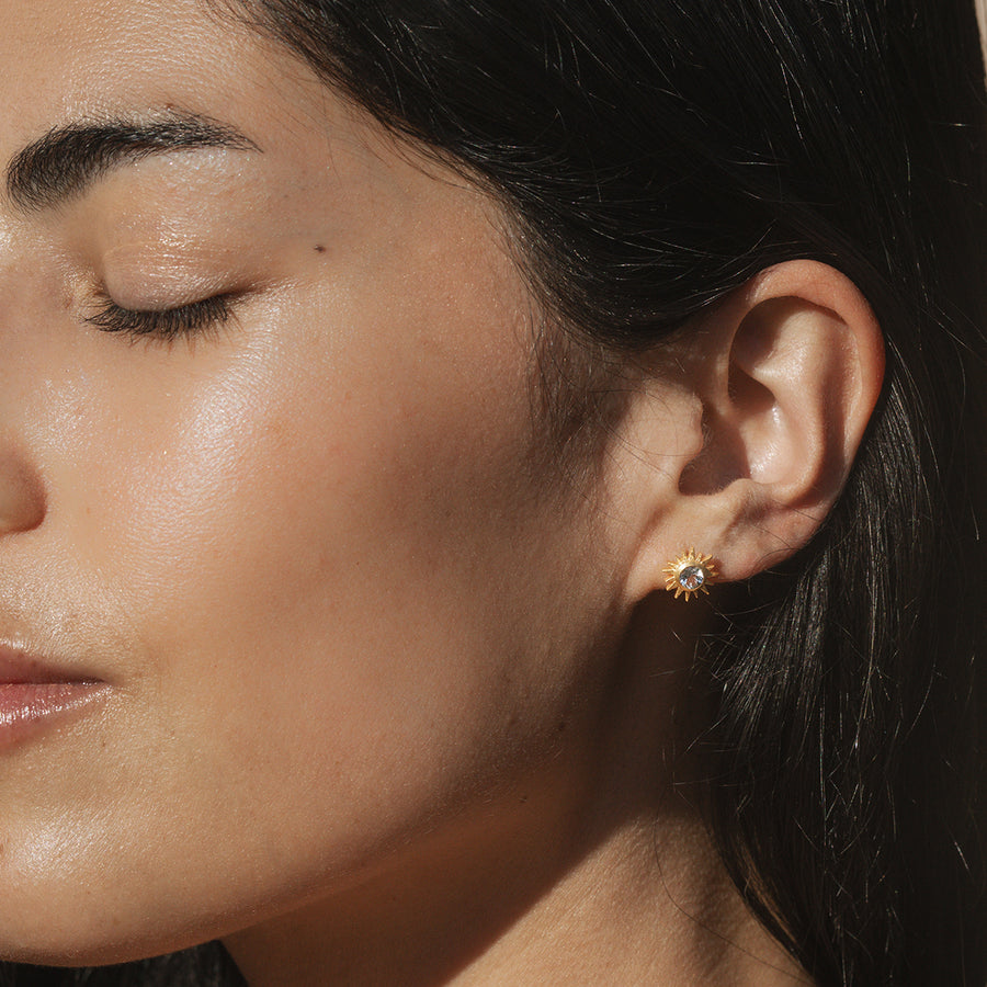 Light Seeker White Topaz Starburst Stud Earrings