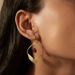 Detailed view of Infinite Possibilities Garnet Lotus Earrings highlighting the elegant design, symbolizing new beginnings in spiritual practices like yoga and meditation, enhancing personal manifestation.