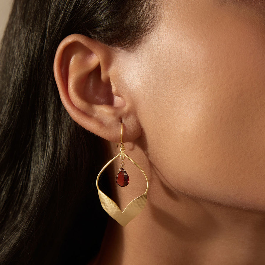 Infinite Possibilities Garnet Lotus Earrings