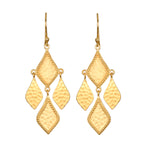 Adorned with Light Chandelier Earrings, featuring hammered 18kt gold plate petals that shimmer in the light. These elegant earrings embody the essence of spiritual jewelry, perfect for meditation and as a meaningful talisman for manifestation. Ideal for yoga enthusiasts and those seeking protection, their design resonates with the sun and moon's energy, making them a perfect addition to any zodiac-inspired collection.