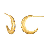 Kindred Spirits Sparkling Moon Hoops, beautifully designed hoop earrings in 18kt gold plate adorned with white topaz. A perfect piece of spiritual jewelry that symbolizes nourishment, protection, and creativity, making it a meaningful talisman for meditation and manifestation.
