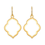 Full Bloom Lotus Petal Earrings in 18kt gold plate, open-work design resembling lotus petals, symbolizing new beginnings. These spiritual earrings enhance meditation practices and serve as a talisman for protection and manifestation, perfect for yoga enthusiasts.