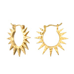 Incandescent Glow Starburst Hoop Earrings featuring a stunning open-work starburst design, symbolizing dreams and inspiration. These earrings are perfect spiritual jewelry for yoga and meditation practices, serving as a talisman for guidance and protection. Ideal for manifesting positive energy, they embody the meaning of the sun and moon in your spiritual journey.