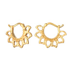 Blooming Love Lotus Petal Hoop Earrings in gold, symbolizing new beginnings and transformation, ideal for spiritual jewelry, meditation, and meaningful self-expression through yoga and manifestation.