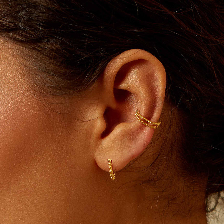 Simple Treasure Dot Hoop Gold Earrings