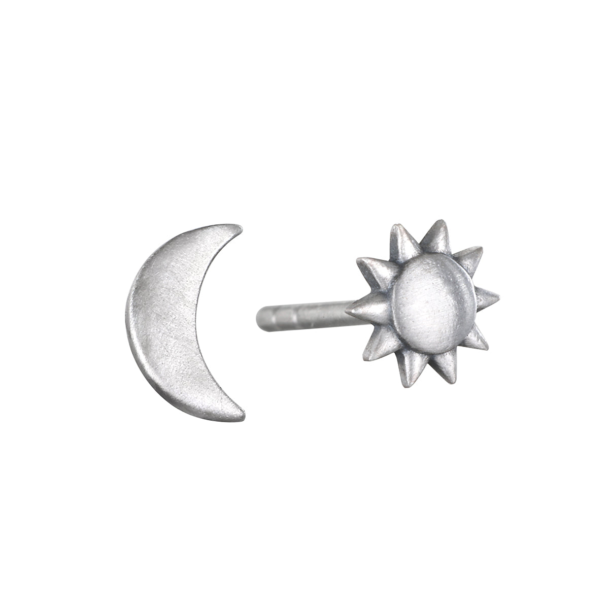 Celestial Light Moon and Sun Silver Stud Earrings showcase a beautifully crafted moon and sun design, embodying spiritual jewelry qualities with meanings of protection and vitality, making it a meaningful accessory for yoga and meditation practices.