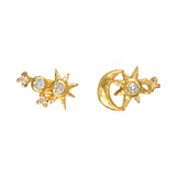 Follow the Moon and Stars Stud Earrings