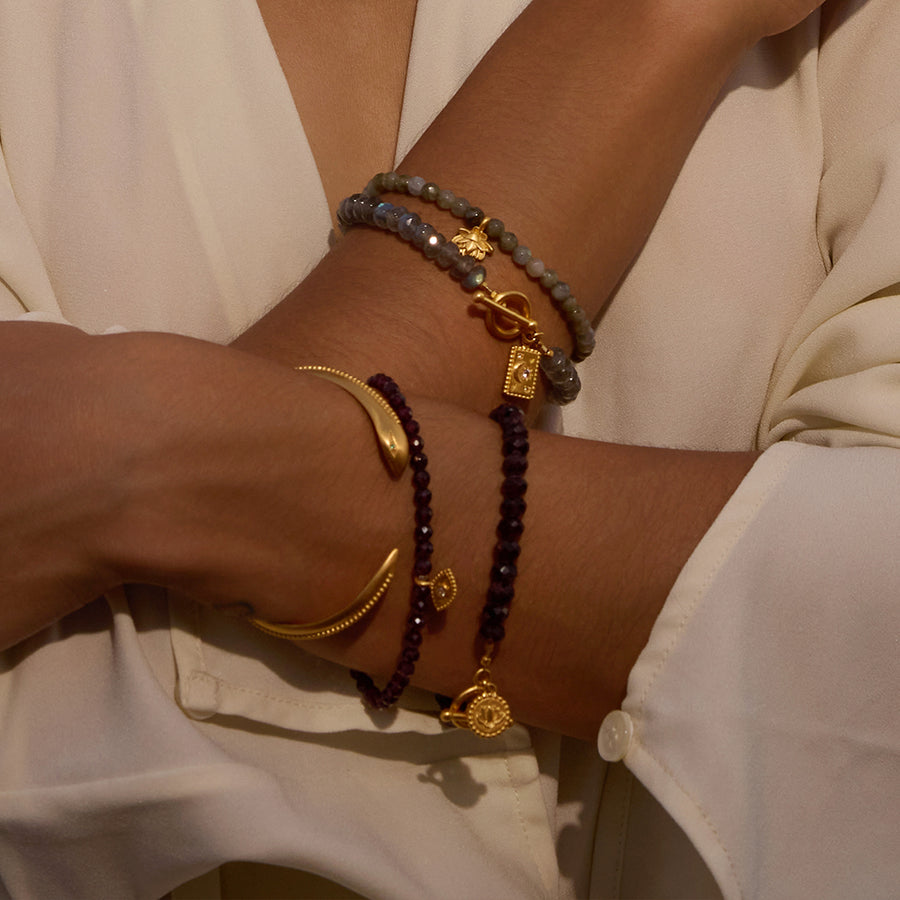 Balanced Beginnings Garnet Lotus Bracelet