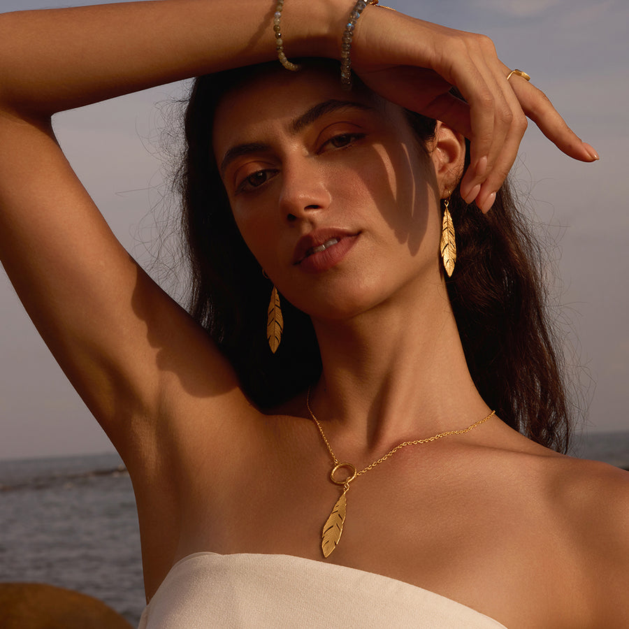 Spiritual Messenger Feather Lariat Necklace