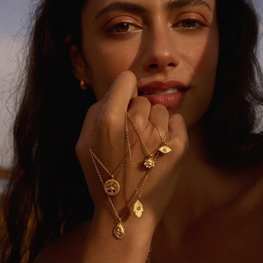 Protective Hand White Topaz Hamsa Necklace