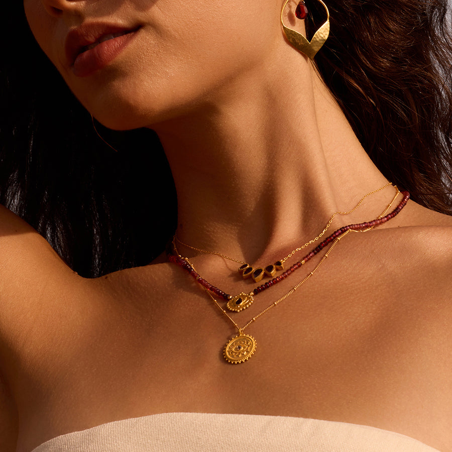 Ignite Strength Garnet Petal Necklace