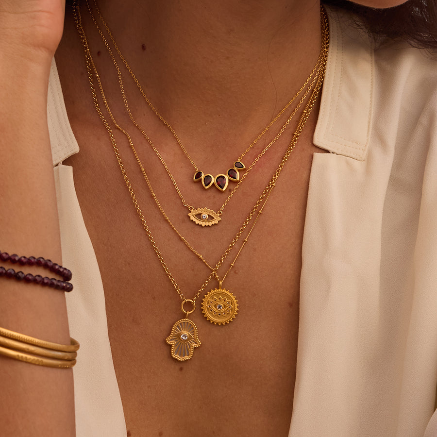 Ignite Strength Garnet Petal Necklace