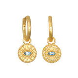 Blue Topaz Evil Eye Huggie Hoops
