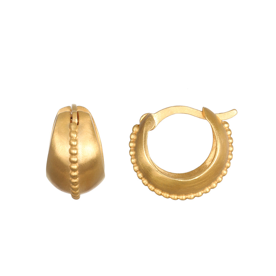 Small Gold Dotted Huggie Hoop Earrings