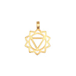 Gold-toned pendant featuring a star-shaped chakra symbol with a triangular center and loop attachment.
