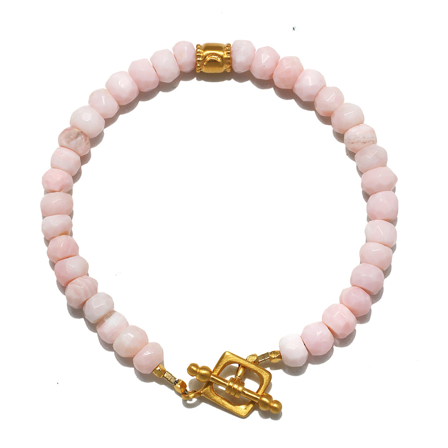 Pink Opal and Moon Toggle Closure Bracelet