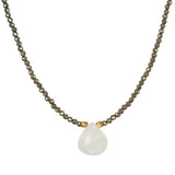 Moonstone Drop Pyrite Beaded Necklace