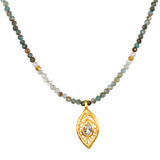 Leaf Larimar and Moonstone Beaded Necklace