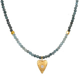 Blue Tourmaline Heart Beaded Necklace