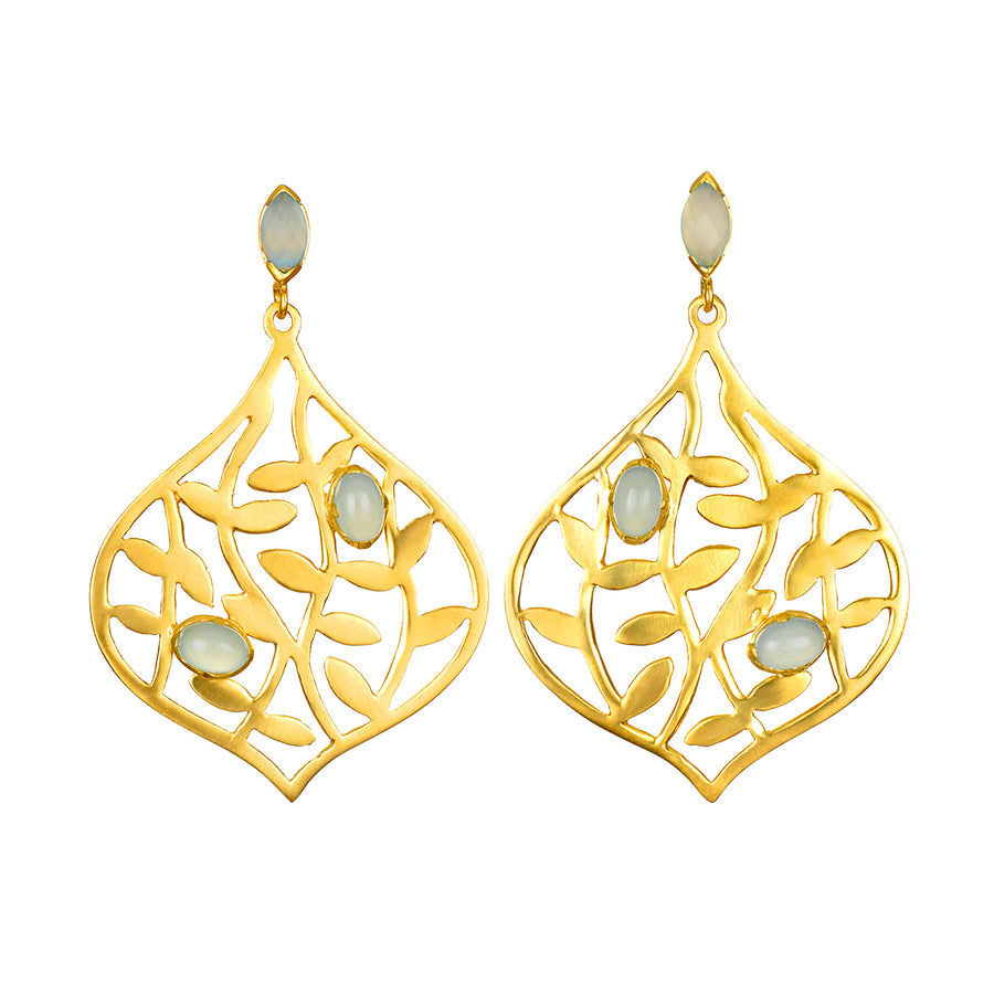 Lotus Blue Onyx Drop Earrings