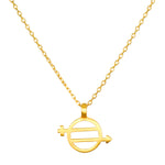 Equal Means Equal - Equality Necklace featuring a gold pendant symbolizing equality, justice, and freedom. This meaningful piece of spiritual jewelry serves as a protective amulet and a mantra for manifestation, perfect for yoga and meditation practices.