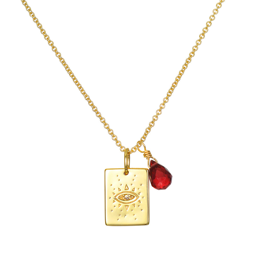Evil Eye & Red Garnet Necklace