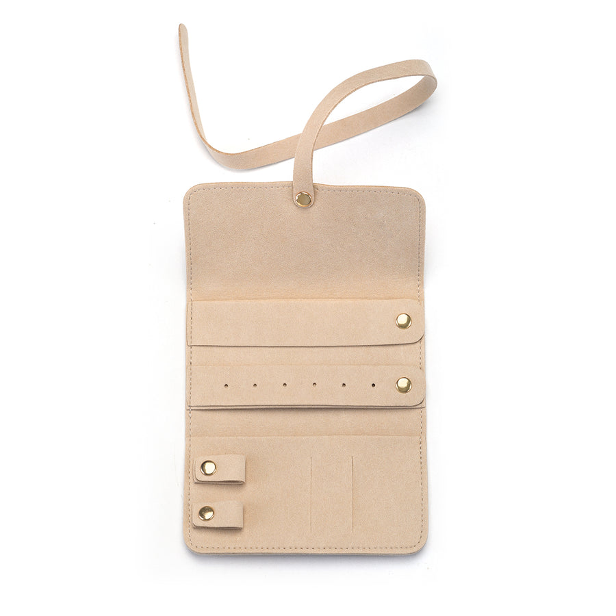 Weekend Journey Travel Jewelry Wrap Holder Tan