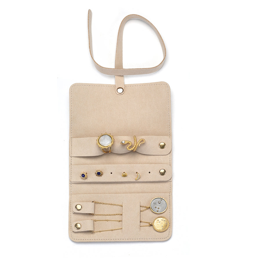 Weekend Journey Travel Jewelry Wrap Holder Tan