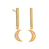White Topaz Moon Earrings