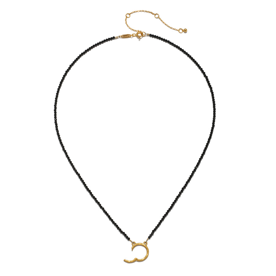 16" Black Spinel Charm Necklace