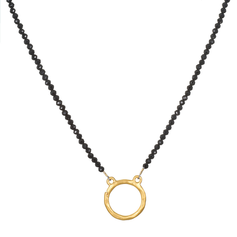 16" Black Spinel Charm Necklace