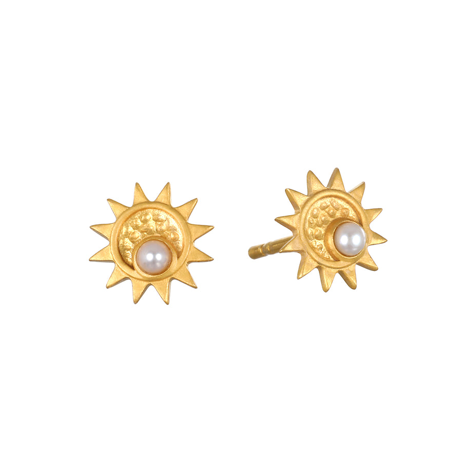 Freshwater Pearl Sun Stud Earrings