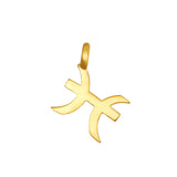 Zodiac Glyph Charm featuring the Pisces symbol in 18kt gold plate, perfect for spiritual jewelry, meditation, and as a talisman for zodiac enthusiasts, embodying meaning and manifestation.
