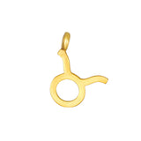 Zodiac Glyph Charm displaying the Taurus symbol in elegant 18kt gold plate, a beautiful addition to spiritual jewelry and malas, representing zodiac energy, meaning, and manifestation.