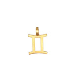 Zodiac Glyph Charm featuring the Gemini symbol crafted in 18kt gold plate, a delightful choice for spiritual jewelry, meditation, and a talisman for those focused on meaning and manifestation.