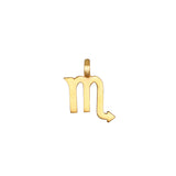 Zodiac Glyph Charm in 18kt gold plate illustrating Scorpio, a unique piece for spiritual jewelry lovers. This talisman is perfect for meditation and adds zodiac significance to your practice, making it meaningful for personal growth and protection.