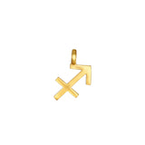 Zodiac Glyph Charm in 18kt gold plate featuring Sagittarius, an inviting accent for spiritual jewelry seekers. This talisman supports meditation and embodies zodiac energy, enriching your yoga experience while symbolizing meaningful manifestation.