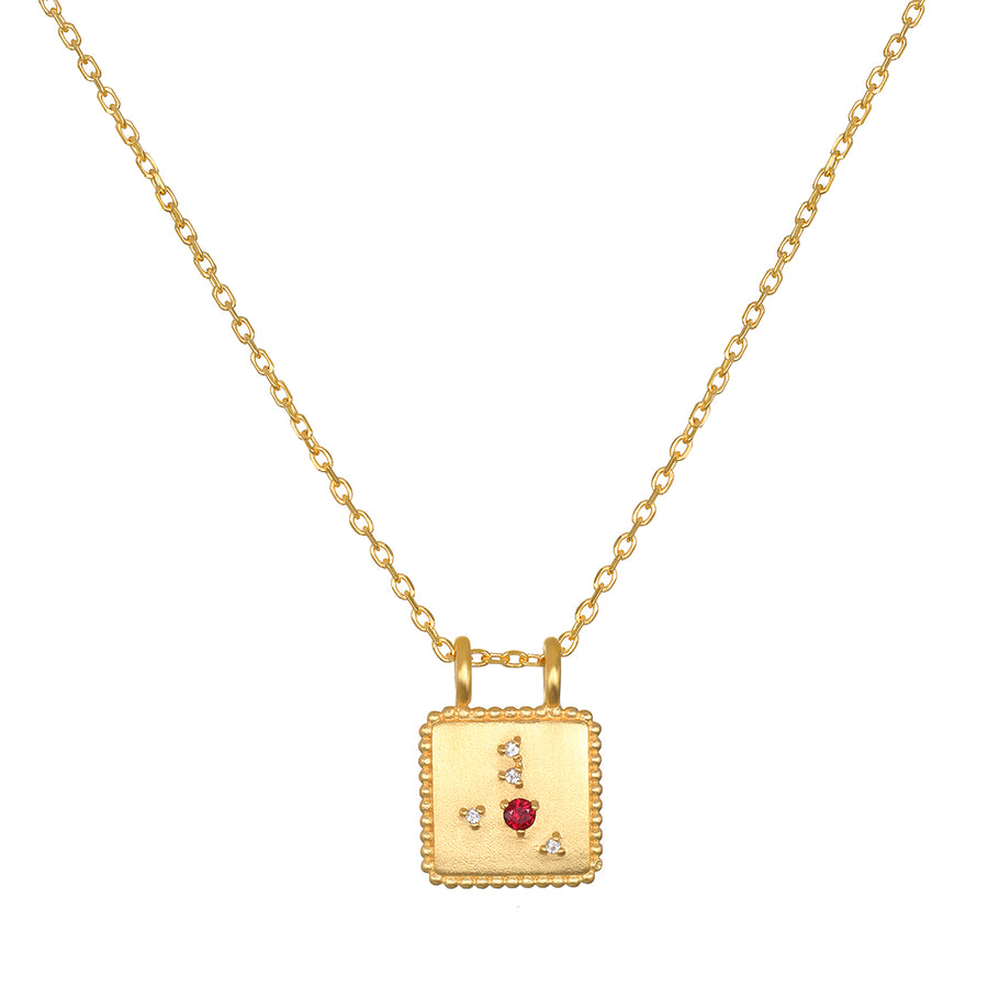 Gold Square Constellation Zodiac Necklace - July